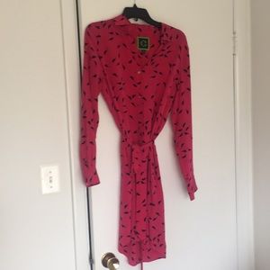 Pink printed wrap dress